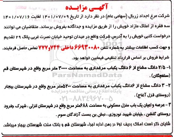 مزایده سه فقره از املاک مازاد 