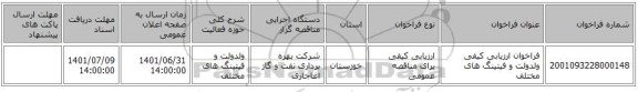 مناقصه، فراخوان ارزیابی کیفی ولدولت و فیتینگ های مختلف