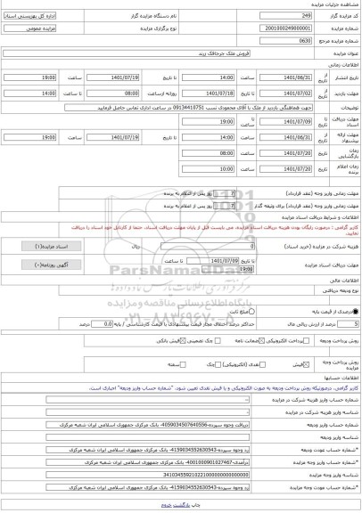 مزایده ، فروش ملک جرجافک زرند -مزایده ساختمان - استان کرمان
