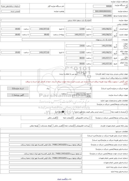 مزایده ، اجاره یک باب سفره خانه سنتی