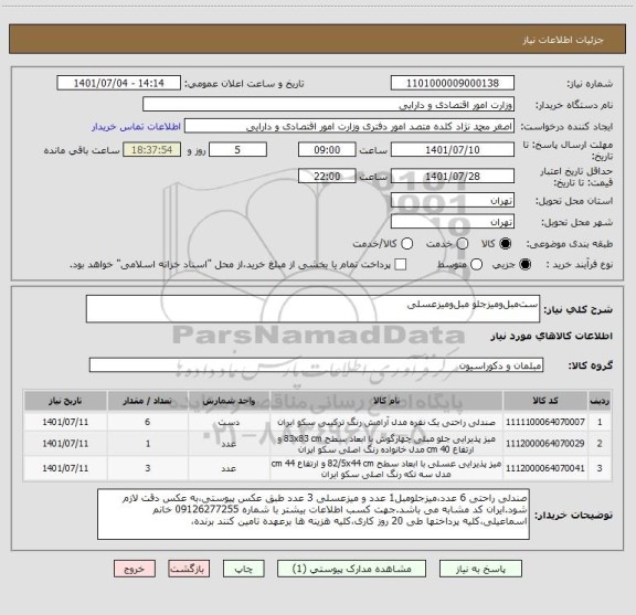 استعلام ست مبل ومیزجلو مبل و میزعسلی