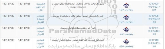 استعلام تامین TUBULAR LIQUID LEVEL GAUGE  و...