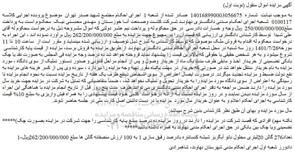 مزایده فروش تعداد276 گالن 20لیتری محلول نانو آبگریز شیشه کنسانتره بادرصد رقیق سازی 1 به 100  