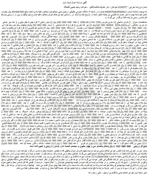 مزایده فرش ماشینی 12 متری پاتریس و...