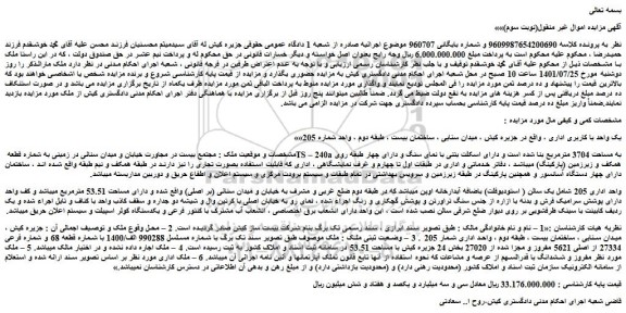 مزایده یک واحد با کاربری اداری 