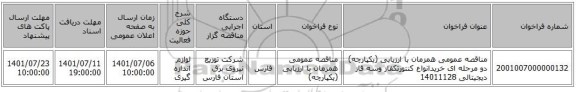 مناقصه، مناقصه عمومی همزمان با ارزیابی (یکپارچه) دو مرحله ای خریدانواع کنتورتکفاز وسه فاز دیجیتالی 14011128
