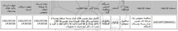 مناقصه، مناقصه عمومی یک مرحله ای دوربین مدار بسته روستای قدمگاه