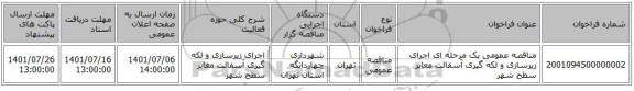 مناقصه، مناقصه عمومی یک مرحله ای اجرای زیرسازی و لکه گیری آسفالت معابر سطح شهر