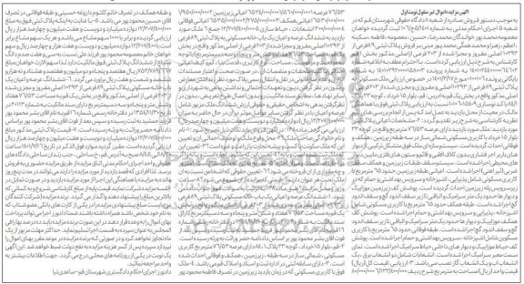 مزایده فروش پلاک ثبتی 89 فرعی از 10293 اصلی مفروز و مجزا شده از 203 فرعی از اصلی