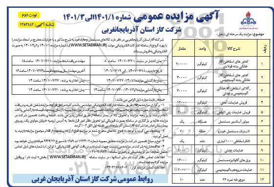 مزایده فروش کالاهای مستعمل و مازاد
