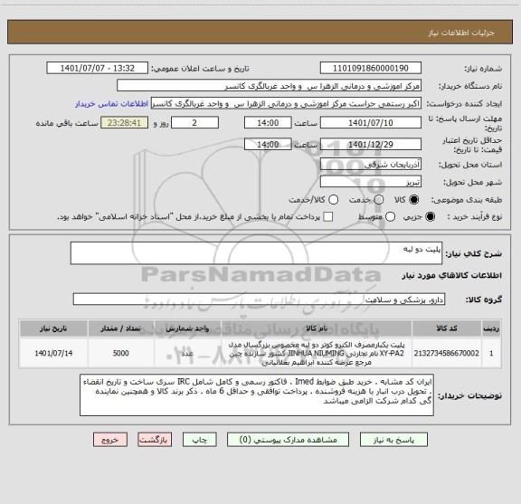 استعلام پلیت دو لبه