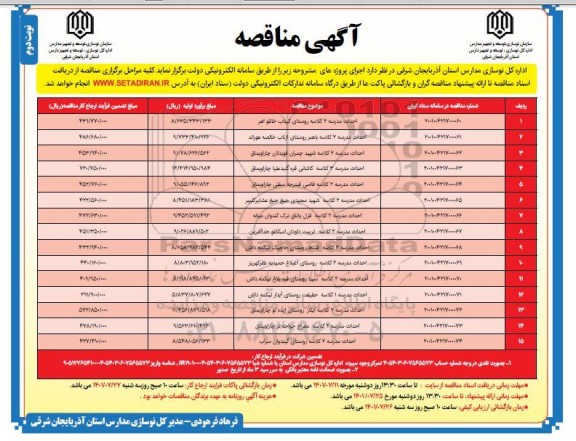 مناقصه احداث مدرسه 2 کلاسه ...- نوبت دوم 