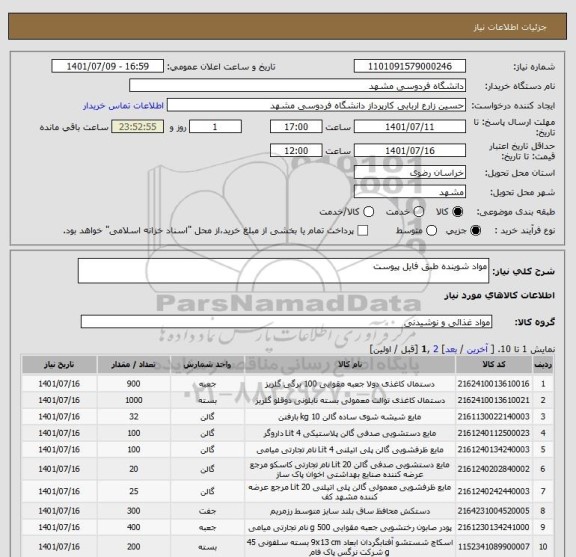 استعلام مواد شوینده طبق فایل پیوست