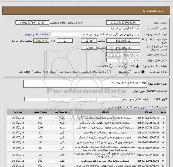 استعلام مواد شوینده طبق فایل پیوست