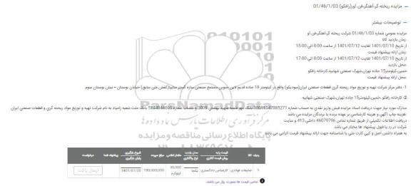 مزایده فروش ضایعات فولادی