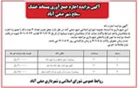 آگهی مزایده اجاره دکه 
