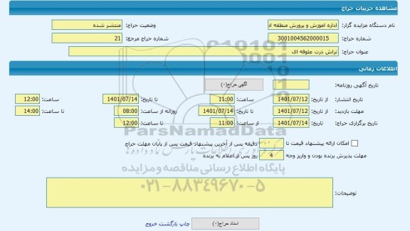 مزایده ، تراش ذرت علوفه ای