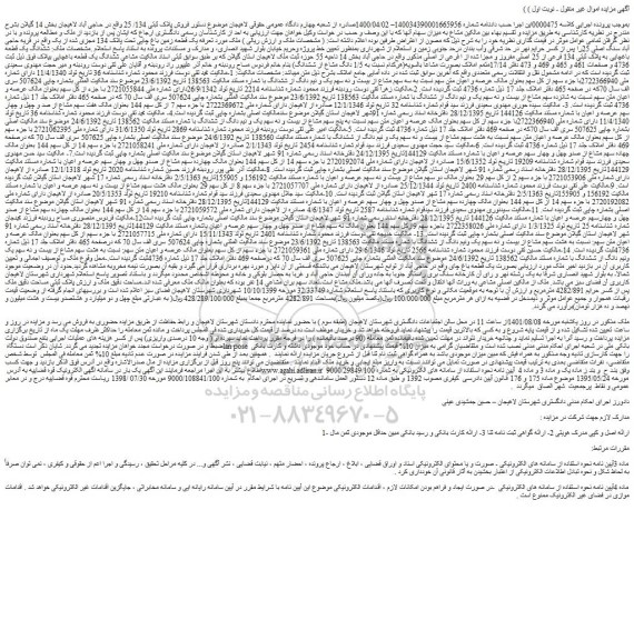 مزایده یک قطعه زمین باغ چایی تحت پلاک 134 مجزی شده از یک
