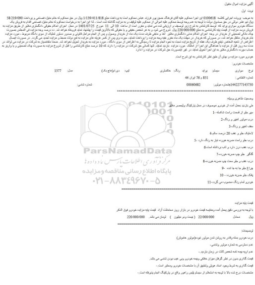 مزایده پراید خاکستری