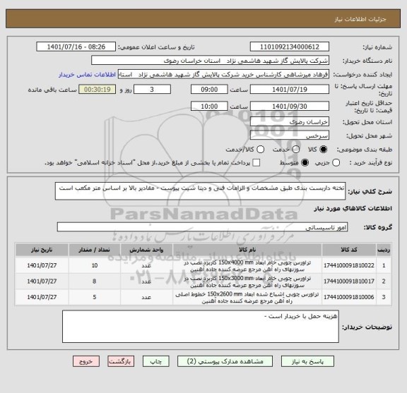 استعلام تخته داربست بندی طبق مشخصات و الزامات فنی و دیتا شیت پیوست - مقادیر بالا بر اساس متر مکعب است