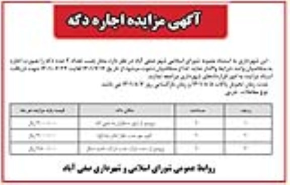 مزایده اجاره دکه