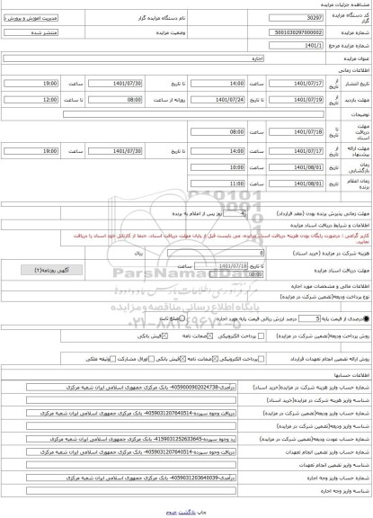 مزایده ، اجاره