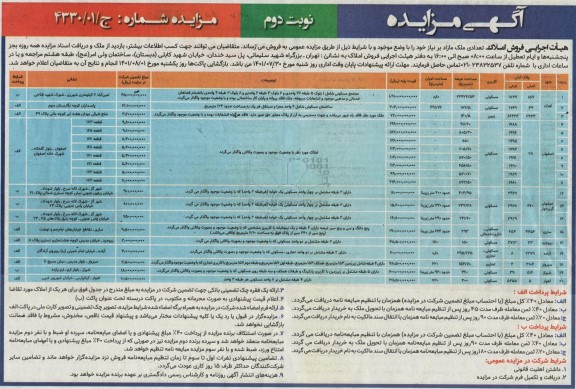 مزایده املاک مازاد - نوبت دوم