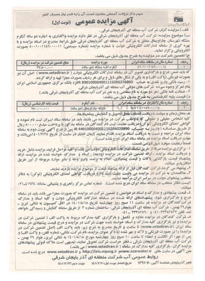مزایده واگذاری به اجاره دو ساله آبگرم
