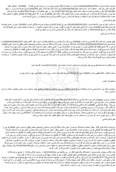 مزایده ششدانگ عرصه و اعیان یک دستگاه آپارتمان مسکونی