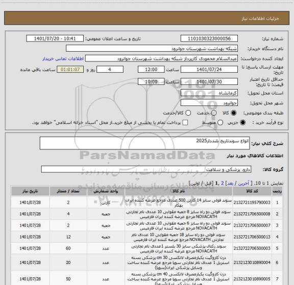 استعلام انواع سوندتاریخ بلنددار2025