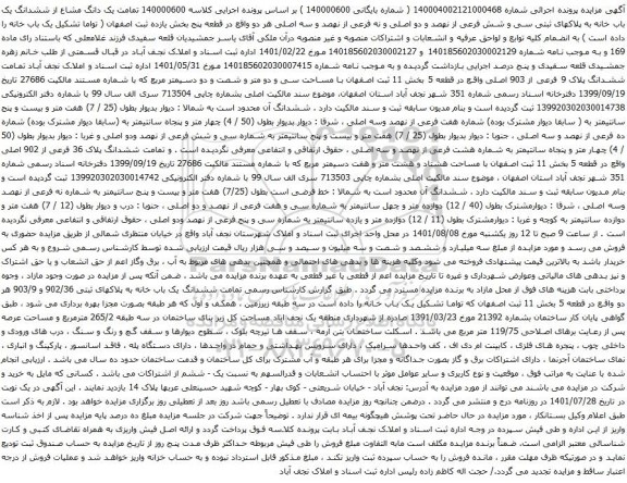 مزایده ششدانگ یک باب خانه