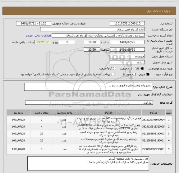 استعلام زنجیر،رابط زنجیر،دیلم و قیچی سیم بر