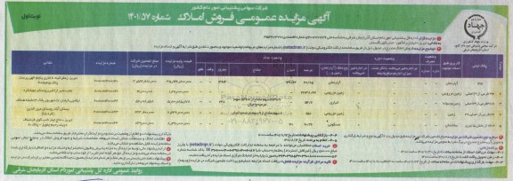 مزایده فروش املاک