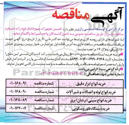 مناقصه خرید انواع ابزار دقیق ....
