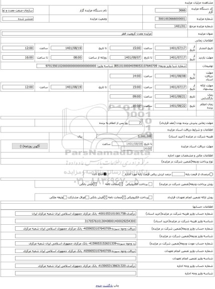 مزایده ، مزایده معدن کرومیت فطر