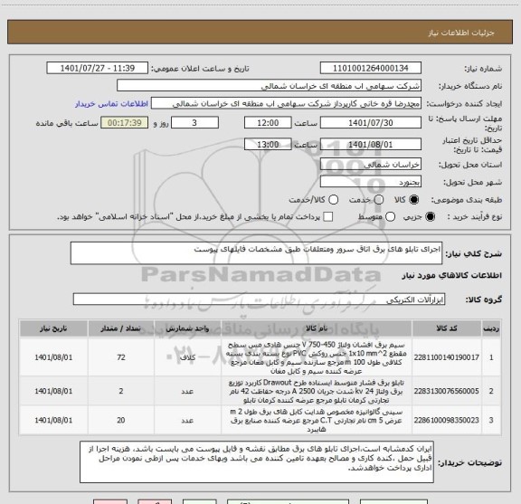 استعلام اجرای تابلو های برق اتاق سرور ومتعلقات طبق مشخصات فایلهای پیوست