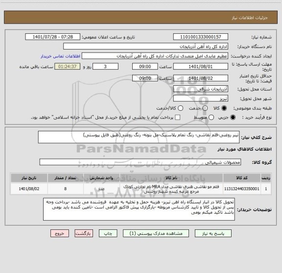 استعلام تینر روغنی-قلم نقاشی- رنگ تمام پلاستیک-مل بتونه- رنگ روغنی(طبق فایل پیوستی)