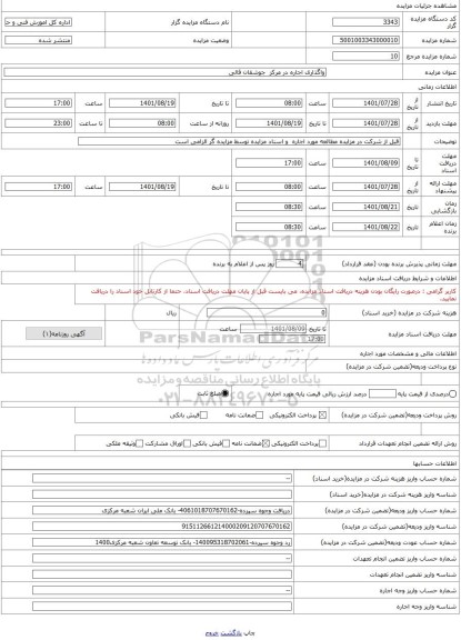 مزایده ، واگذاری اجاره در مرکز  جوشقان قالی
