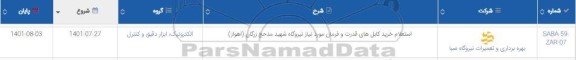 استعلام خرید کابل های قدرت و فرمان  