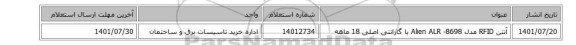 آنتن RFID  مدل Alien ALR -8698 با گارانتی اصلی 18 ماهه