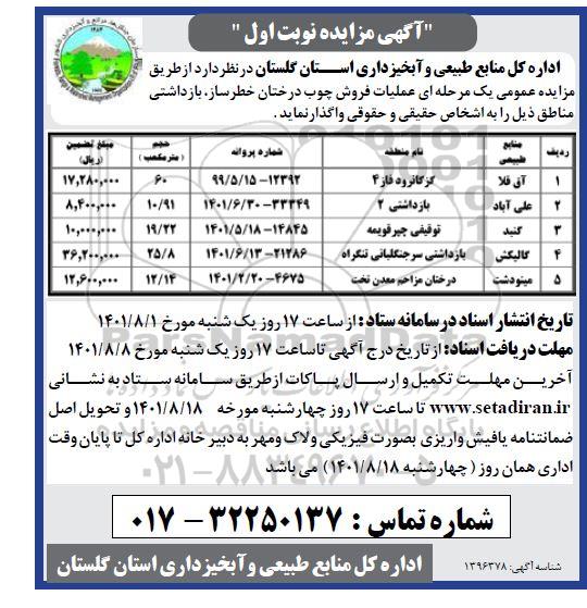مزایده عملیات فروش چوب درختان خطرساز، بازداشتی