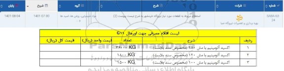 استعلام, استعلام اکسید آلومینیوم با مش....