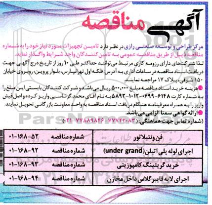 مناقصه فن ونتیلاتور  ...