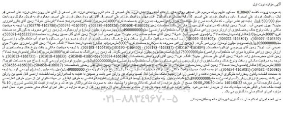 مزایده فروش زمین زراعی