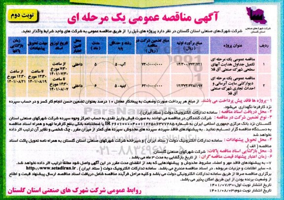 مناقصه تکمیل جداول هدایت آب های سطحی... نوبت دوم 