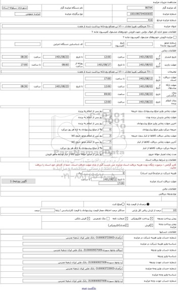 مزایده ، ۳۸۰۰ مترمکعب تقریبا معادل ۷۶۰۰ تن مصالح رودخانه برداشت شده از معدن