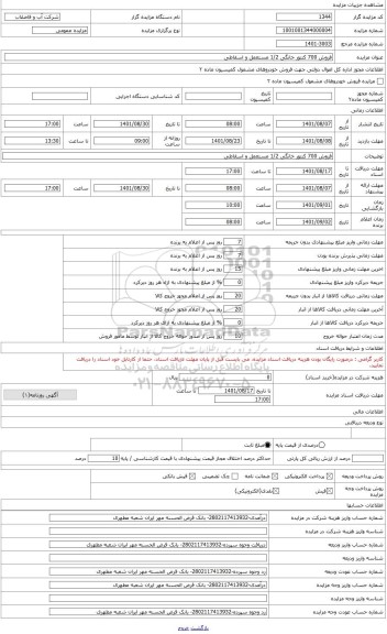 مزایده ، فروش 7000 کنتور خانگی 1/2 مستعمل و اسقاطی