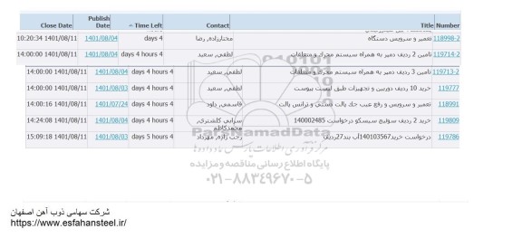استعلام تعمیر و سرویس دستگاه....
