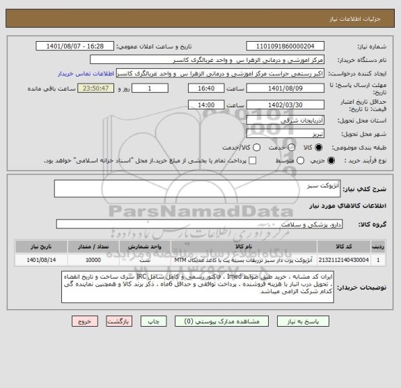 استعلام آنژیوکت سبز