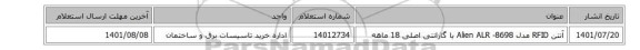 آنتن RFID  مدل Alien ALR -8698 با گارانتی اصلی 18 ماهه